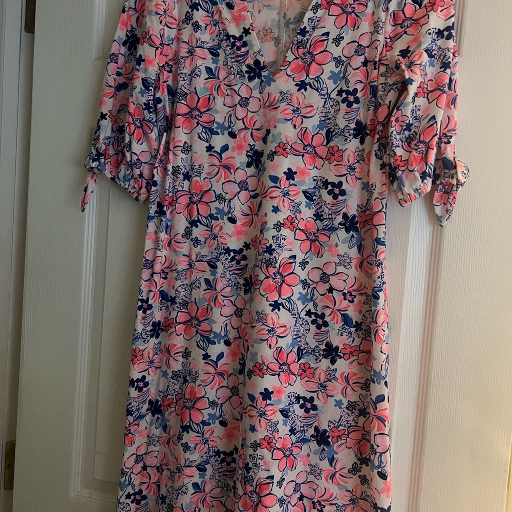 Lilly Pulitzer Pink and Blue Floral Midi Dress